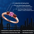 thumbnail image 2 of Gem Stone King 18K Rose Gold Plated Silver Pink Created Sapphire and Red Garnet Engagement Ring for Women | 1.29 Cttw | Round 5MM | Gemstone September Birthstone | Size 5, 2 of 6