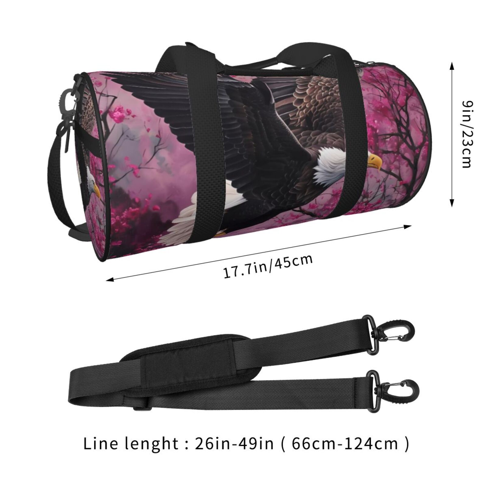 Defioc Flower Bald Eagle for Travel Duffle Bag,Weekender Bag Carry On Tote Bags Hospital Bag Large Capacity Sport Gym Bag for Men Women Fit for Trave, Gym,Weekend