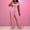 Pink, variant on Women's 2 Piece Outfits Square Neck Short Sleeve Top Wide Leg Pants Tracksuit Lounge Sets Pink S