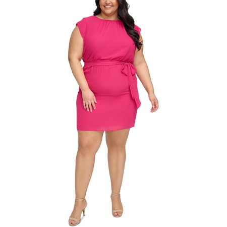 Jessica Howard Womens Plus Gathered Above Knee Shift Dress