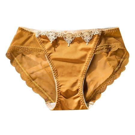 

Female Panties Casual Breathable Mesh Briefs Solid Color Cotton Crotch Underwear Panties For Women