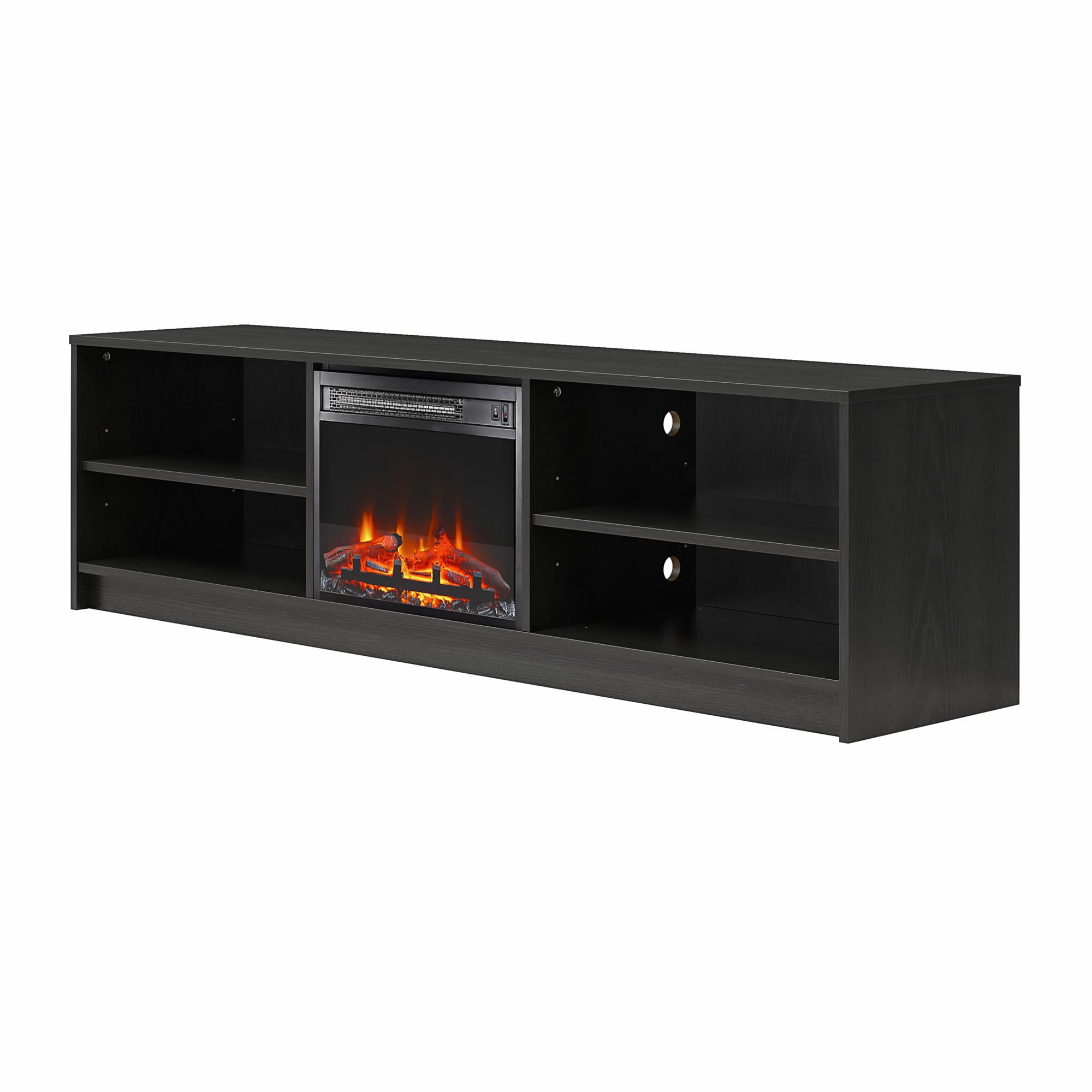 Mainstays Fireplace TV Stand, for TVs up to 75", Black Oak