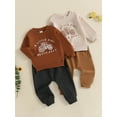 thumbnail image 3 of Baby Toddler Boy Fall Outfits 6 12 18 24 Months 2T 3T 4T Long Sleeve Tractor Letter Print Tops + Pants Set Warm Clothing, 3 of 9