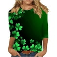 thumbnail image 2 of Xuyuer Womens 3/4 Sleeve St. Patrick's Day T-Shirts Crew Neck Spring Graphic Tee Tops Cute Tunic Tops Basic Tees Blouses Business Work Tee Top Merry and Bright Graphic Tee Tops, 2 of 6