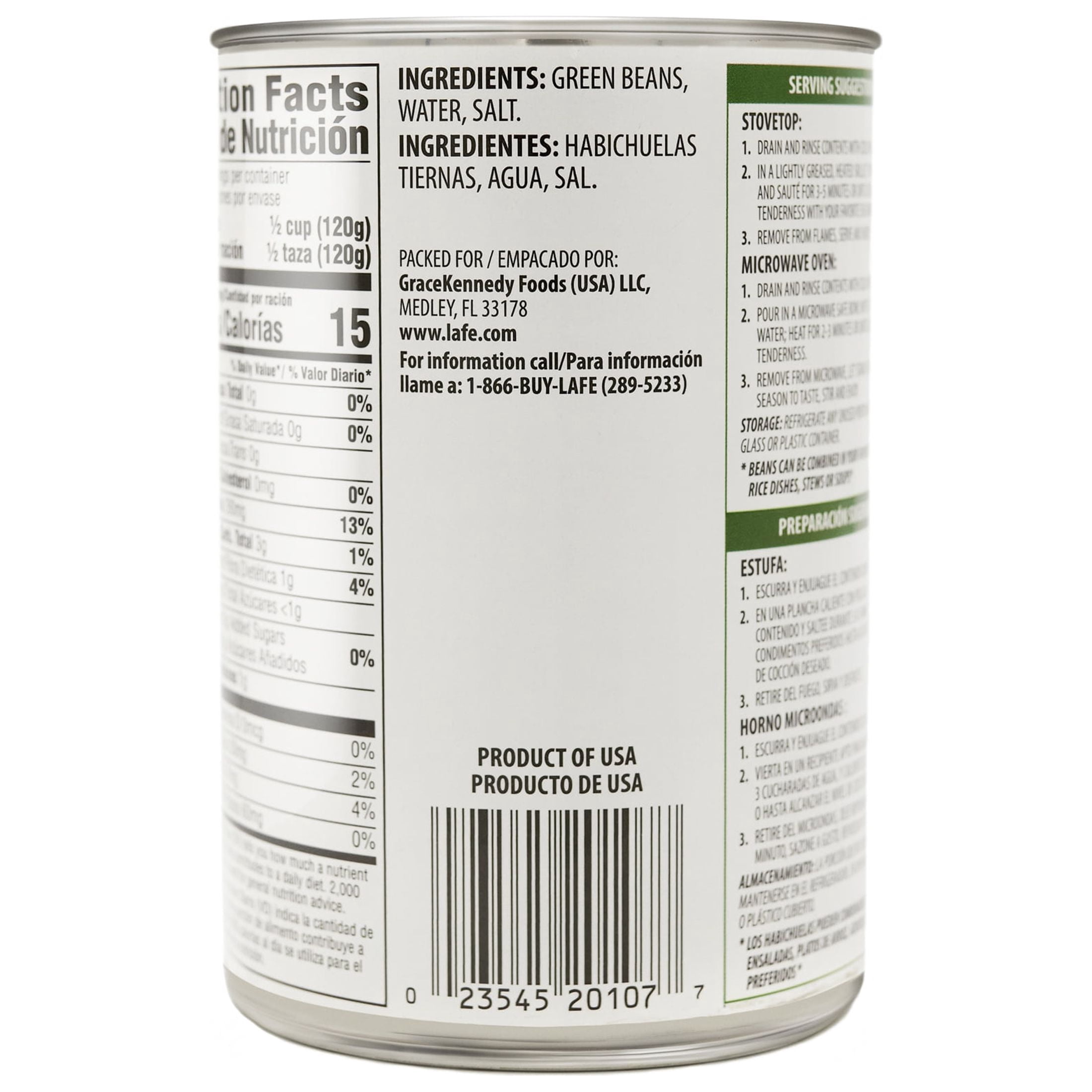 La Fe Ready to Eat Green Beans, 15 oz Canned
