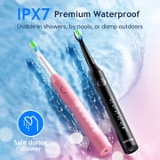 Fairywill Electric Toothbrush for Adults,Dual Pack with Travel Case 60 Day Battery Sonic Toothbrush,47,000 VPM 5 Modes IPX7 Waterproof 8 Brush Heads for Couples Family,Black & Pink