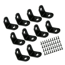 OUNONA 20Pcs Black Stainless Steel Small L Brackets for Wood Shelves with Screws Included