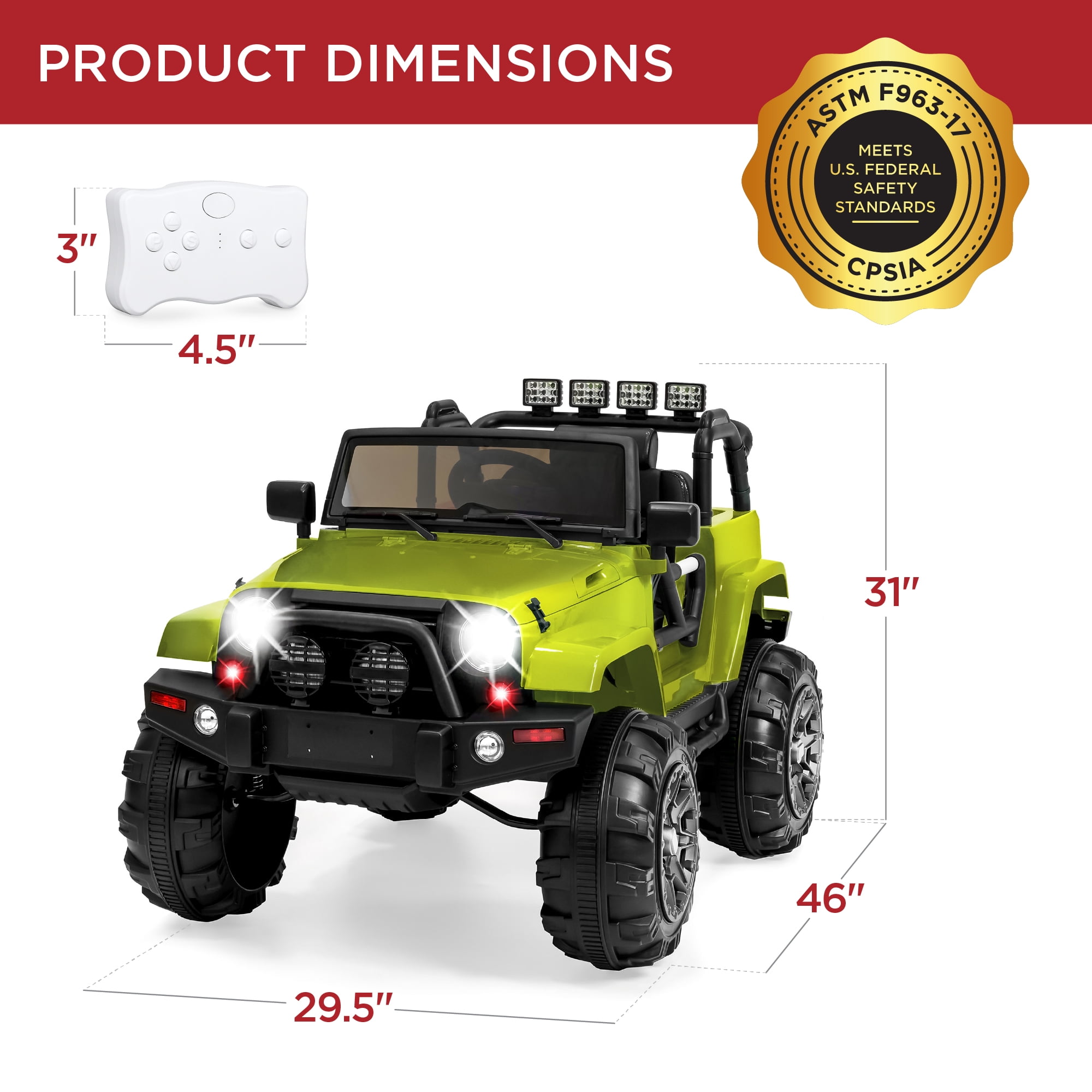 Best Choice Products Jumbo 12V Kids Electric Ride On Car with Parent Remote, Seat Harness, 65 lb Capacity - Green