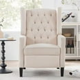 thumbnail image 7 of 27" Wide Manual Wingback Recliner Chair, Vintage Accent Chair, Recliner Chair with Nailhead Trim and Birch Legs, Tufted Single Sofa Chair, for Home, Living Room, Office, Bedroom, Beige, 7 of 7