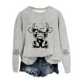 thumbnail image 4 of Tiweut Sweatshirts for Women Cow Print Tops Long Sleeve Hoodless Pullover Crew Neck Ladies Classic Blouses,Z1 Light Gray,M, 4 of 4