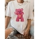thumbnail image 1 of Camiseta vintage con estampado de osito de peluche para mujer, cuello redondo, manga corta, tejido de punto de algodón, moda de verano, largo normal - 200 g/m², 1 of 6
