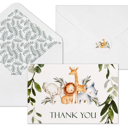 All Ewired Up Jungle Safari Greenery Thank You Cards, 50 Pack, 4x6