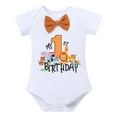 thumbnail image 3 of IBTOM CASTLE Infant Baby Boys Jungle Woodland Sea Animals 1st Birthday Outfit Bowtie Romper + Short Pants Cake Smash Photo Shoot Clothes Set 6-12 Months Brown Boxer, 3 of 7