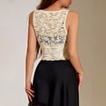 thumbnail image 4 of Sheghy Women Tank Tops Dressy Casual Mesh Lace Tank Top, Crew Neck Sleeveless Layering Cami for Women Beige L, 4 of 5