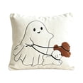 thumbnail image 2 of Halloween Ghost Pillow Cover, White Polyester Cushion Case, 18x18 Spooky Bedroom Decor, Hidden Zipper, Machine Washable for Home by MPOISVA, 2 of 6
