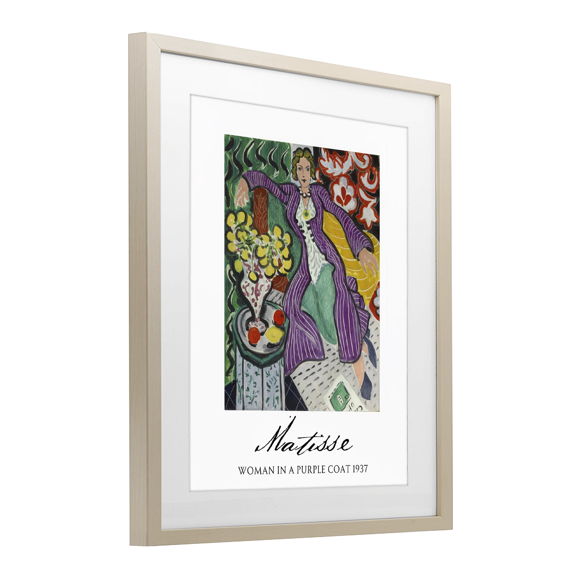Stupell Industries Matisse Woman In Purple Coat Birch Framed Print Under Glass, design by Vintage Hustle