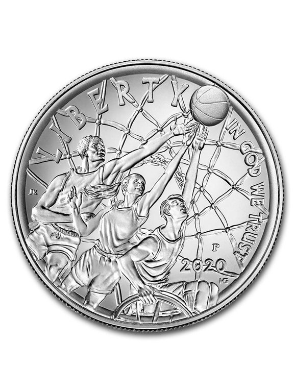Collectible 2020-P Basketball Hall of Fame $1 Silver BU (Box & COA)