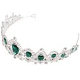 thumbnail image 6 of Qiysamall Royal Crystal Tiara Wedding Crown Headpieces Bridal Hair Accessories (Silver Base, Green), 6 of 7