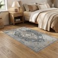 thumbnail image 2 of ODIKA Retro Distressed Oriental Medallion With Vintage Traditional Floral Field for Dining Room, Under Table, Home Office, Non-Slip Chair-Friendly, 2 of 7