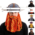 thumbnail image 4 of Helii Knit Hat with Horns and Detachable Beard Viking Style Beanie Hat Handmade Crochet Cap Funny Novelty Winter Hat for Role Play Party Dress Up Stretchy Soft Beanie Hat for Adults, 4 of 7