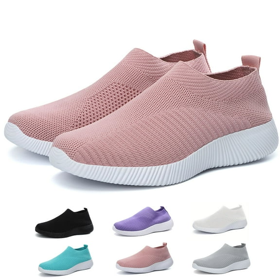 CHICVOMEY Women's Slip On Walking Shoes with Arch Support Lightweight Sock Tennis Sneakers Anti-Slip Elastic Knit Breathable for Gym Casual Sneakers