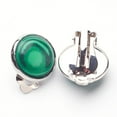 thumbnail image 3 of 10pairs & Mixed Stone Brass Clip-on Earrings Flat Round Mixed color 14x10mm, 3 of 3