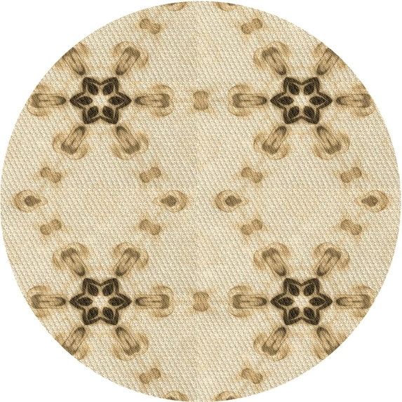 Ahgly Company Machine Washable Indoor Round Transitional Golden Blonde Gold Area Rugs, 8' Round