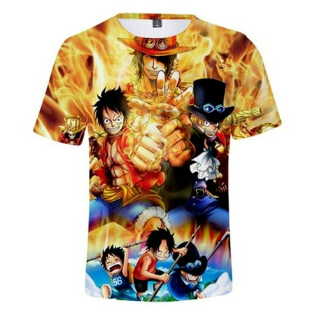 

Bosleng 3D Print Realistic Anime Design Tshirts Comic One Piece Cartoon Clothing Anime One Piece 3D Printed T-Shirts