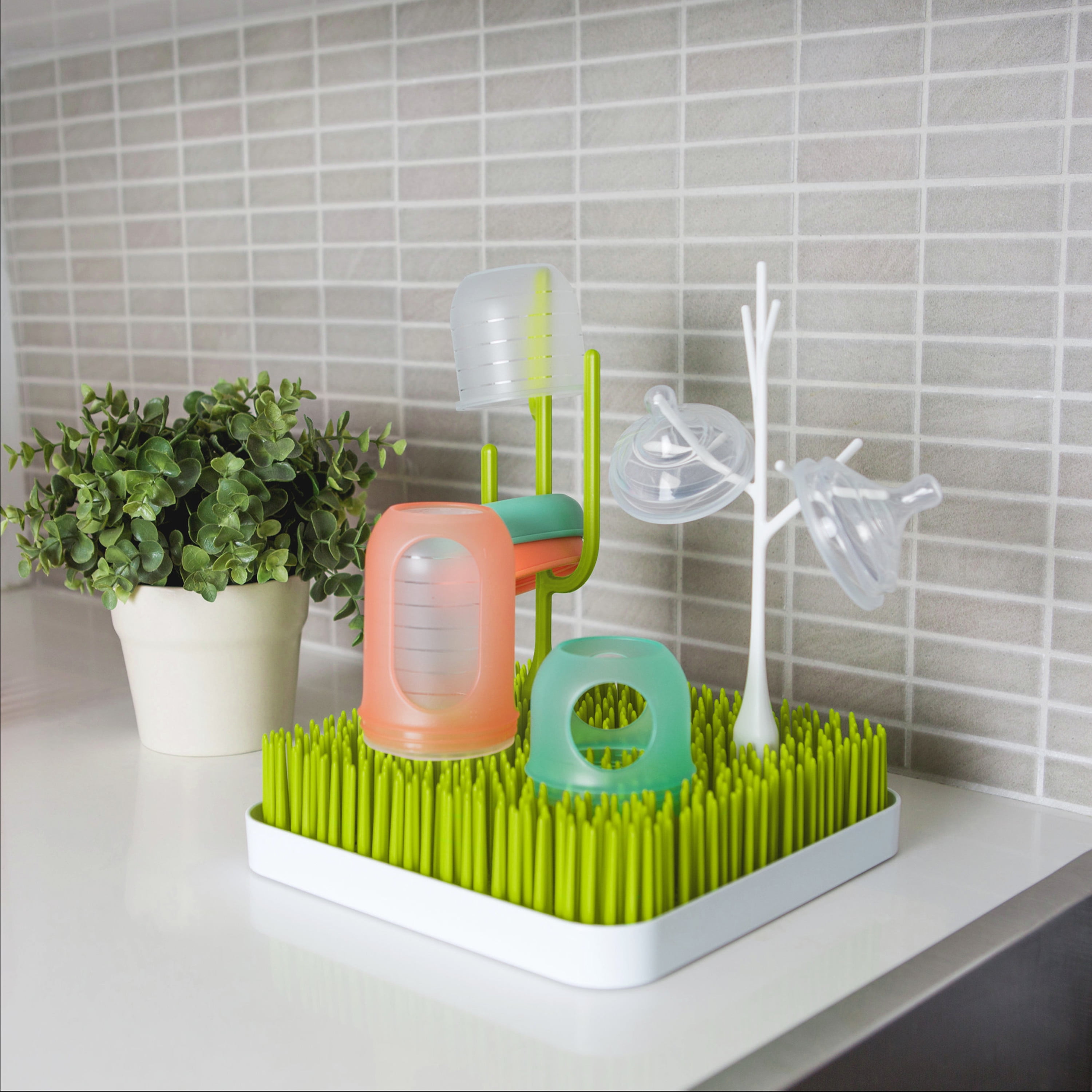 Boon Grass Countertop Drying Rack Low Profile Easy To Clean Baby