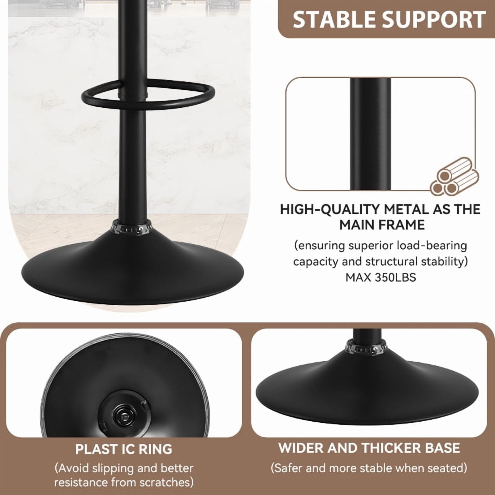 MOONMISS Swivel Bar Stools Set of 2, Wooden Kitchen Bar Chairs with Back, PU Leather Counter Height Barstools for Kitchen Island,