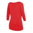 thumbnail image 2 of Matchstick Women's 3/4 Sleeve Basic Drape Top with Side Shirring, 2 of 4
