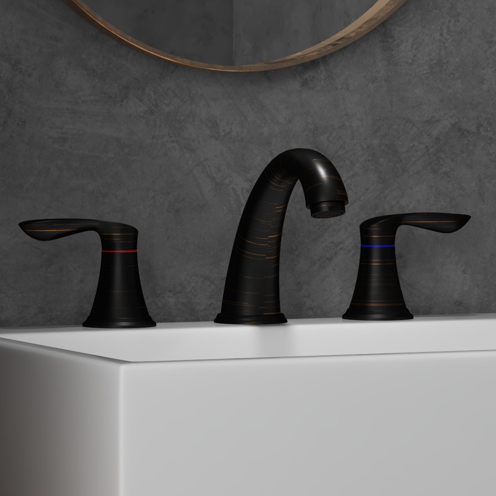 Bathroom Faucet 3 Hole, 8" Widespread Bathroom Faucets for Sink 3 Hole Brushed Nickel with Pop-Up Drain, CUPC Hose Water Supply Lines-Oil Rubbed Bronze (2pcs)