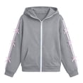 thumbnail image 7 of Girls Cute Hooded Jacket Full Zip Soft Fleece Bow Long Sleeve Sweatshirt Coat with Side Pockets Casual Daily Outwear Tops Gray 10-11Y, 7 of 7