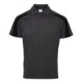 thumbnail image 1 of AWDis Just Cool - Polo transpirable de manga corta con franjasen contraste Hombre caballero - Verano/Deporte (Carbón/negro), 1 of 2