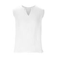 thumbnail image 3 of Mens Tank Top Sleeveless Cotton Shirt Raw Edge Deep V Neck Solid Loose Casual Summer Beach Basic Tank T-Shirt For Men, 3 of 5