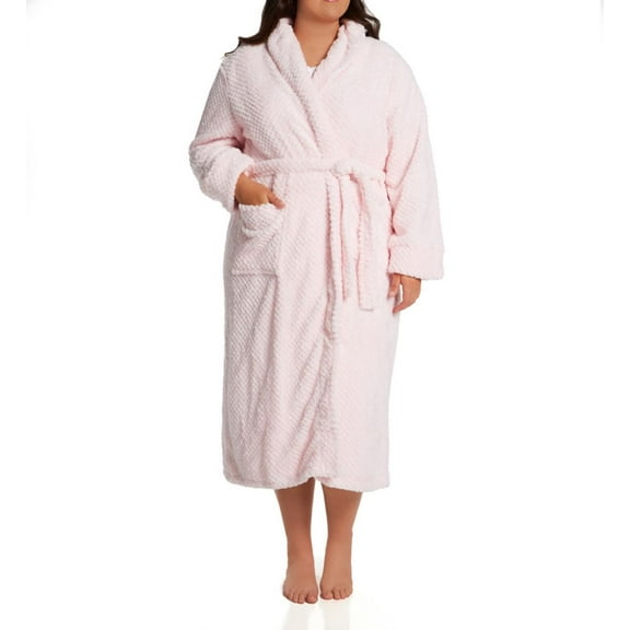 Women's La Cera 8815X Plus 100% Polyester Honeycomb Fleece Robe (Pink 2X)