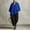 Blue, variant on Endives Linen Shirt For Women V Neck Stand Collar Blouses for Women Trendy Casual Loose Fit Womens Summer Tops Drop Shoulder 3/4 length Sleeve top for Women Work Shirts White L