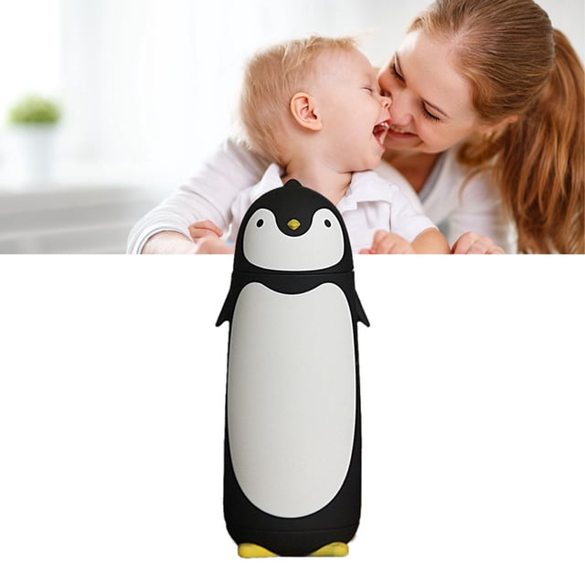 Botella para beber, botella de agua con diseño de pingüino, taza para beber al aire libre, compacta y liviana