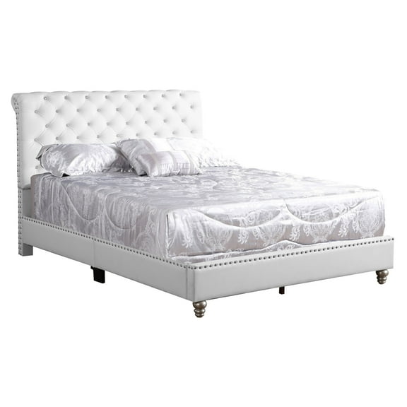 Home Bedroom Furniture Maxx White Tufted Upholstered Full Panel Bed