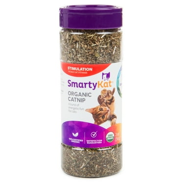 SmartyKat Organic Catnip for Cats, 100% Certified Organic & Natural, Pure & Potent, Resealable Shaker Canister, 2 Ounce
