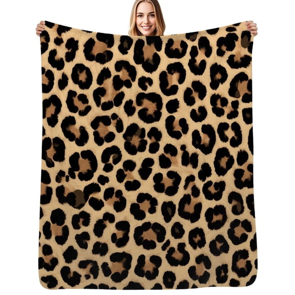 Leopard print seamless pattern Flannel Blanket Warm Soft Bedding Throws Winter Camping Chair Sofa Bed