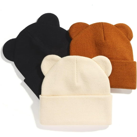 Baby Winter Beanie Hat,Kids Cute Bear Ears Soft Knit Beanie for Infant Boys Girl Warm Winter Hat Caps