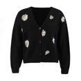 thumbnail image 4 of gakvbuo Cute Sweaters For Women Y2K Floral Print Knit Cardigan Sweaters Long Sleeve V Neck Button Down Aesthetic Sweater Vintage Aesthetic 90S Outerwear Tops, 4 of 5