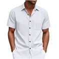 thumbnail image 2 of Vetsdori Mens Short Sleeve T-Shirts White Solid Color Button Collared Casual Breathable Button up Shirts for Men Travel, 2 of 9