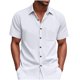 thumbnail image 2 of Blusa y camisa de manga corta con cuello vuelto para hombre, de verano, de color liso, de manga corta, con solapa y botones, estilo cárdigan, con bolsillo, blusa de moda, camisa de poliéster para homb, 2 of 9