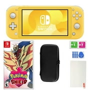 Nintendo Switch Lite in Yellow with Shield and Accessories