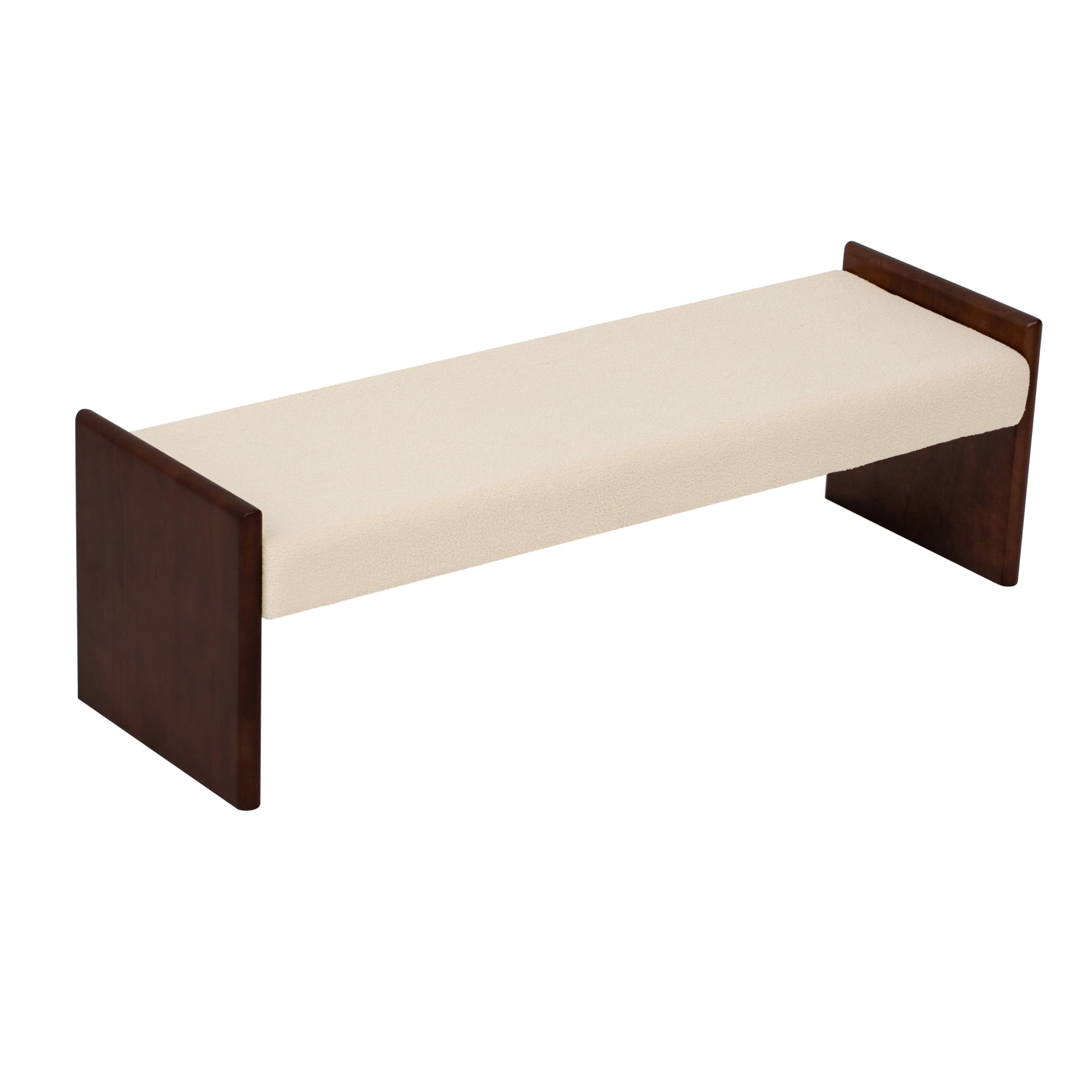 Christopher Knight Home 63" Modern Boucle Upholstered Decorative Ottoman Bench, Wood Frame, Light Camel