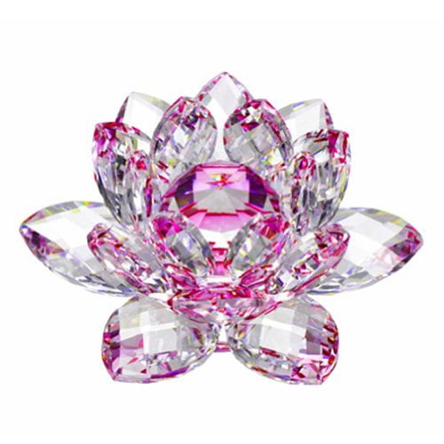 A Crystal Lotus Flower Figurine Valentine Wedding Decor Glass Craft Collection Paperweight Table Ornaments Souvenir Gift