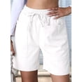 thumbnail image 6 of Omen Casual Shorts Drawstring Comfy Elastic Waist Shorts Summer Pull on Short with Pockets White S, 6 of 7