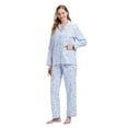 thumbnail image 3 of GLOBAL Women's 100% Cotton Flannel Pajama Set - Cozy Winter 2-Piece Loungewear with Button-Down Top & Pants, Size S-3XL, 3 of 6